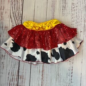 Red and Yellow Sequin Skirt with Black and White Pattern